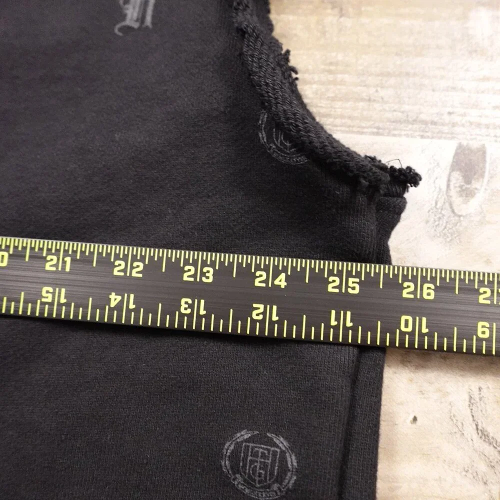 Honor the Gift Crest Monogram Raw Edge Pullover Sweater men's XL black modded - Picture 4 of 9